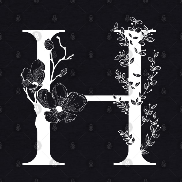 Letter H Monogram - Floral Initial by ZenNature